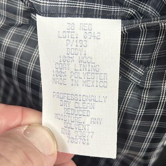 Joseph Abboud 38R Sport Coat 100% Wool Gray Plaid Two Button Double Vented - Picture 4 of 8